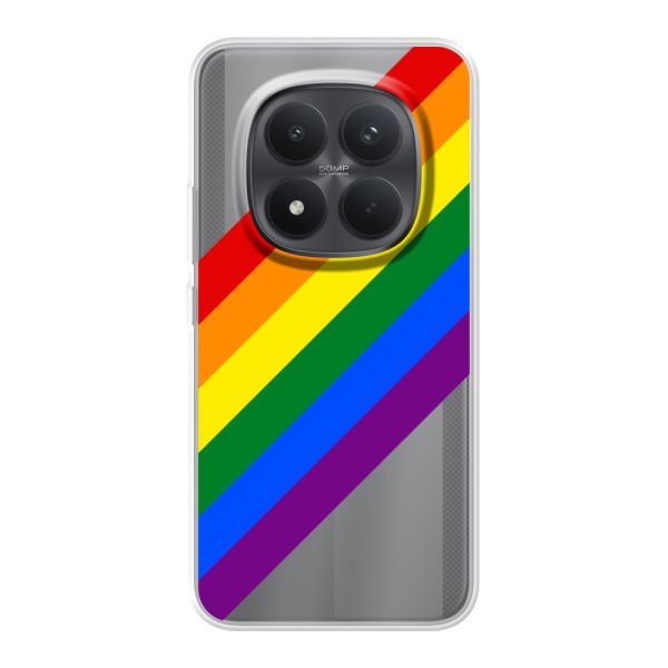 Transparant flexibel Xiaomi Poco M8 Pro hoesje met Diagonale Regenboog - Pride Strepen