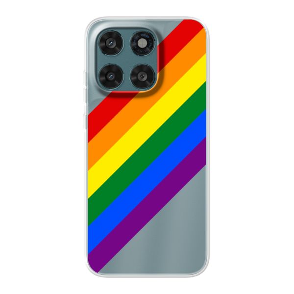 Coque Motorola Moto G77 flexible transparente avec arc-en-ciel diagonal - rayures Pride