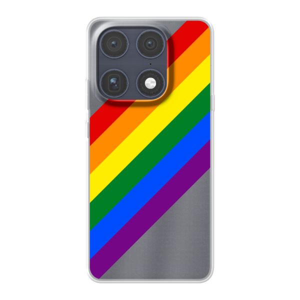 Coque Motorola Signature flexible transparente avec arc-en-ciel diagonal - rayures Pride