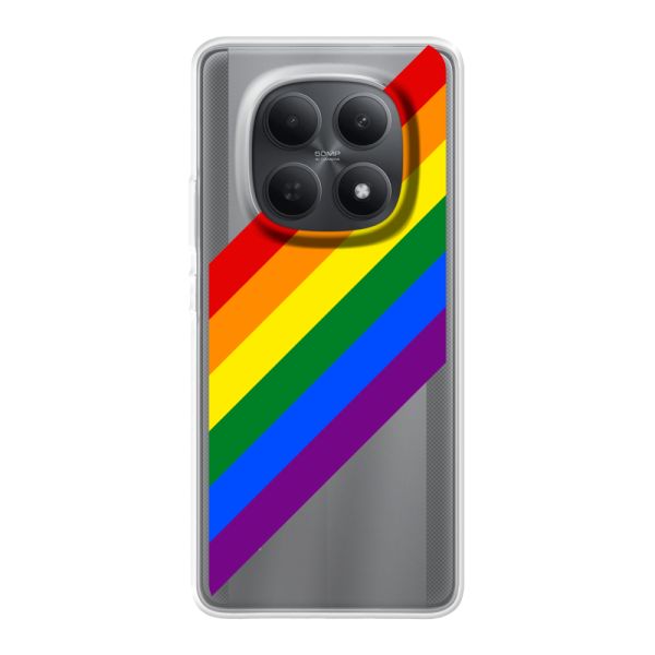 Transparant flexibel Xiaomi Redmi Note 15 hoesje met Diagonale Regenboog - Pride Strepen