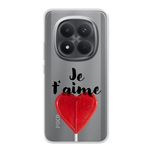 Transparant flexibel Xiaomi Poco M8 Pro hoesje met Hartvormige Lolly - Je t'aime