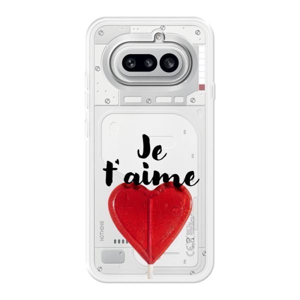 Transparant flexibel Nothing Phone (4a) hoesje met Hartvormige Lolly - Je t'aime