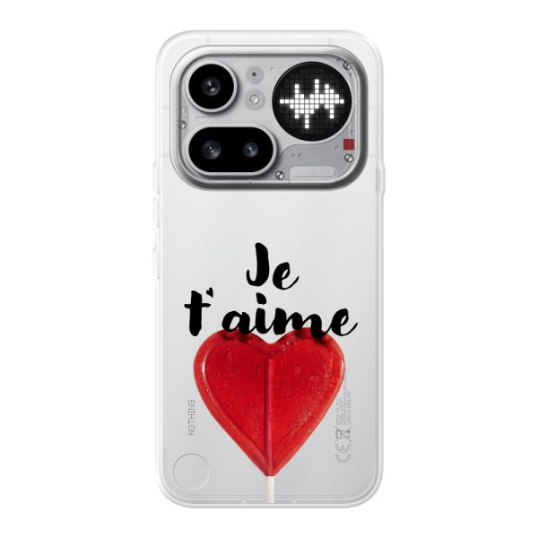 Transparant flexibel Nothing Phone (4a) Pro hoesje met Hartvormige Lolly - Je t'aime