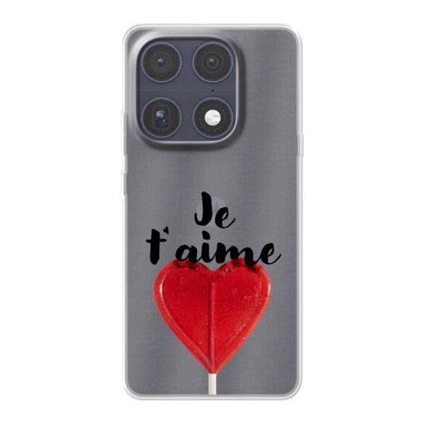 Coque Motorola Signature flexible transparente avec sucette en forme de cœur - Je t'aime