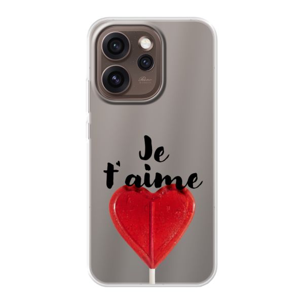 Coque Oppo Reno15 Pro Max flexible transparente avec sucette en forme de cœur - Je t'aime