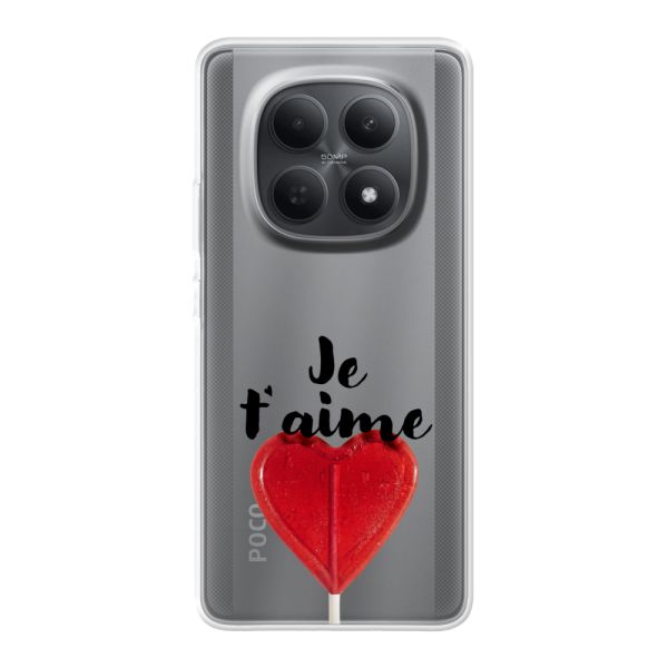 Transparant flexibel Xiaomi Poco M8 hoesje met Hartvormige Lolly - Je t'aime