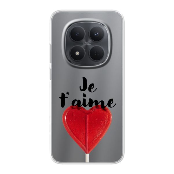 Transparant flexibel Xiaomi Redmi Note 15 Pro (5G) hoesje met Hartvormige Lolly - Je t'aime