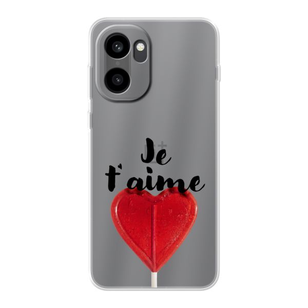 Transparant flexibel OnePlus 15R hoesje met Hartvormige Lolly - Je t'aime