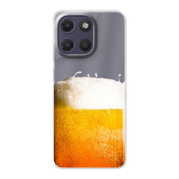 Transparant flexibel Motorola Moto G17 hoesje met Vers Getapt Biertje - Bierprint
