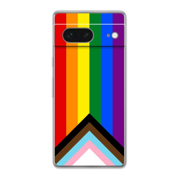 Flexibel Google Pixel 7 hoesje met Regenboog Vlag - Progress Pride Vlag