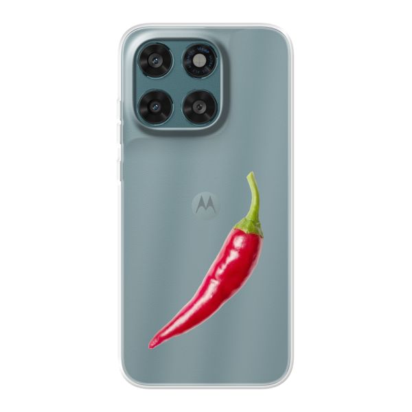 Coque Motorola Moto G77 flexible transparente avec piment rouge - Design épicé