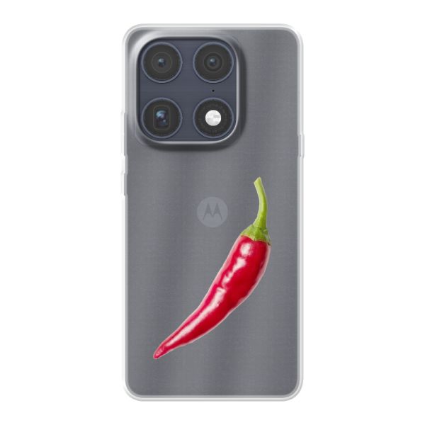 Coque Motorola Signature flexible transparente avec piment rouge - Design épicé