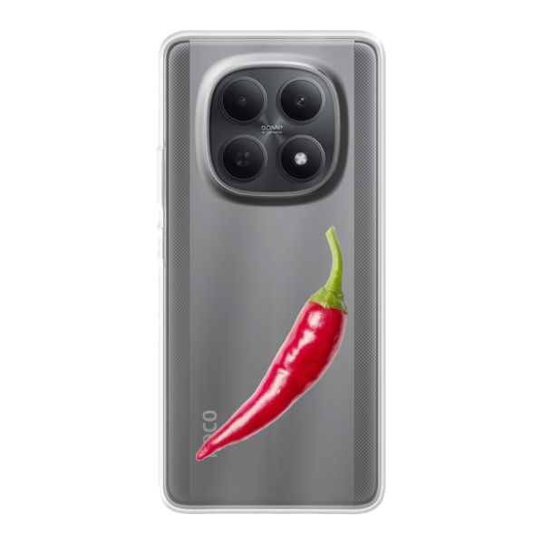 Transparente flexible Xiaomi Redmi Note 15 Hülle mit roter Chili - Scharfes Design