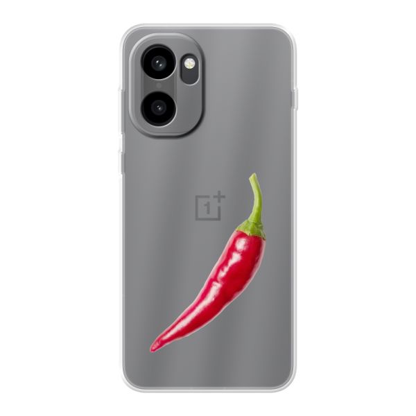 Transparant flexibel OnePlus 15R hoesje met Rode Peper - Pittig Design