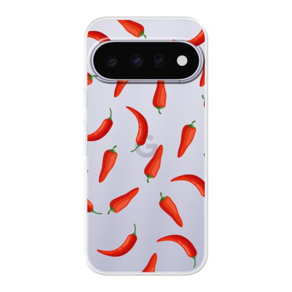 Coque Google Pixel 11 Pro XL flexible transparente avec Piments Rouges - Motif Transparent Chili Pepper