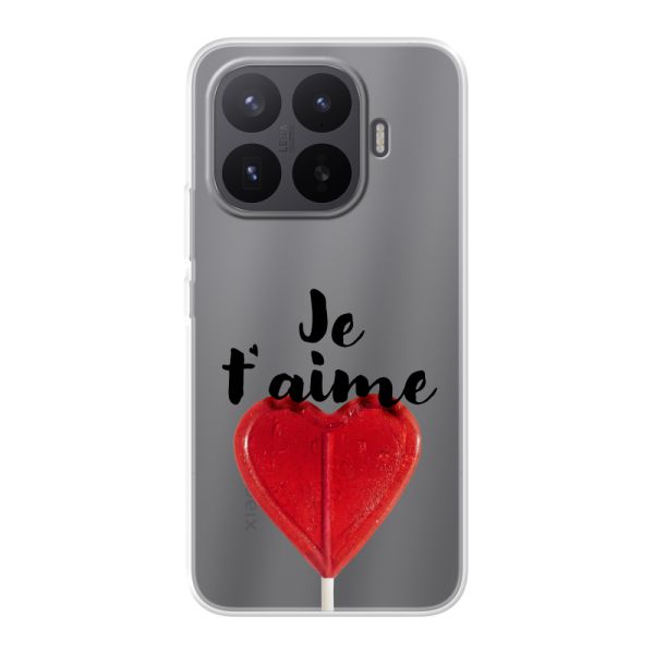 Coque Xiaomi 17T Pro flexible transparente avec sucette en forme de cœur - Je t'aime