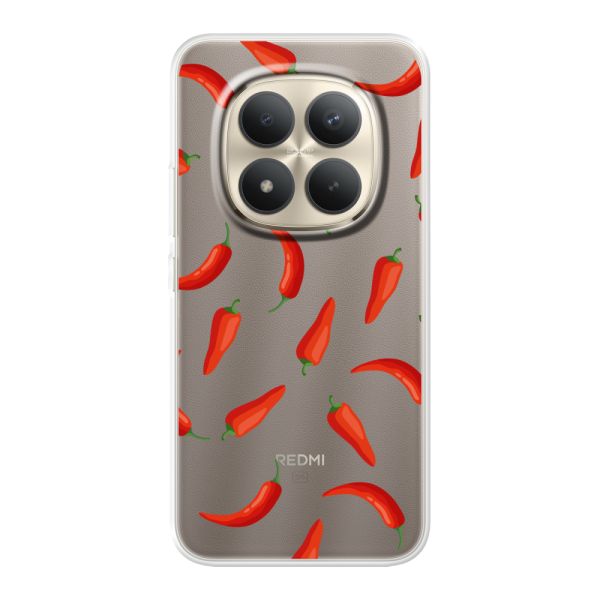 Coque Xiaomi Redmi Note 15 Pro+ 5G flexible transparente avec Piments Rouges - Motif Transparent Chili Pepper