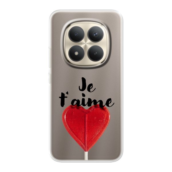 Coque Xiaomi Redmi Note 15 Pro+ 5G flexible transparente avec sucette en forme de cœur - Je t'aime