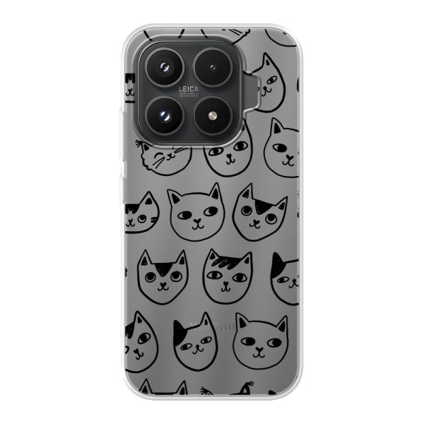Funda Xiaomi 17T flexible transparente con cabezas de gato - Estampado de gatos transparente