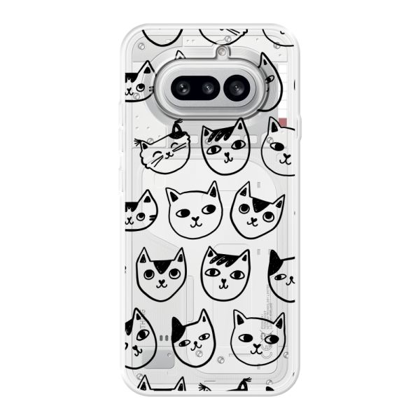 Transparente flexible Nothing Phone (4a) Hülle mit Katzenköpfen - Transparenter Katzenprint
