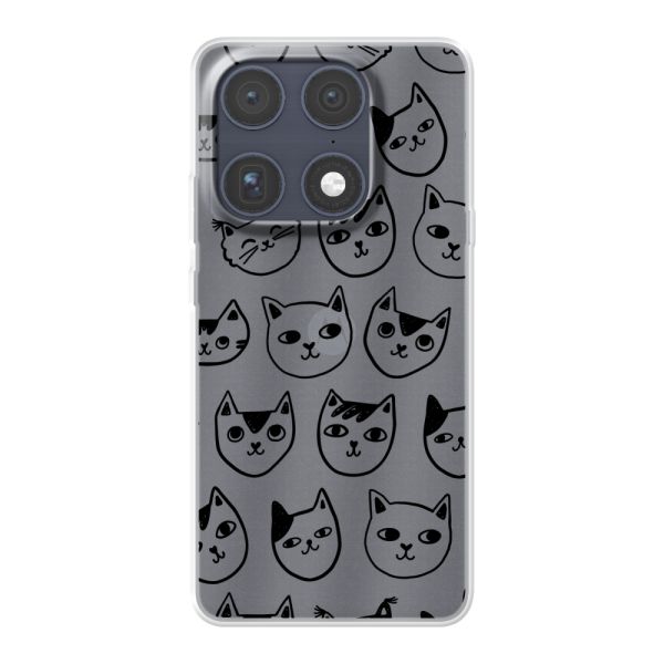 Coque Motorola Signature flexible transparente avec têtes de chat - Imprimé chats transparent