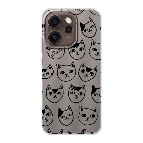 Coque Oppo Reno15 Pro Max flexible transparente avec têtes de chat - Imprimé chats transparent