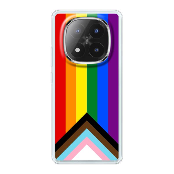 Flexibel Xiaomi Redmi Note 14 Pro+ hoesje met Regenboog Vlag - Progress Pride Vlag