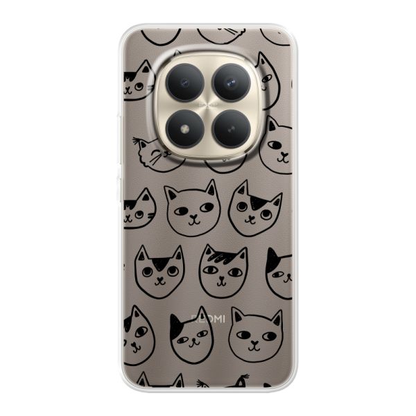 Coque Xiaomi Redmi Note 15 Pro+ 5G flexible transparente avec têtes de chat - Imprimé chats transparent