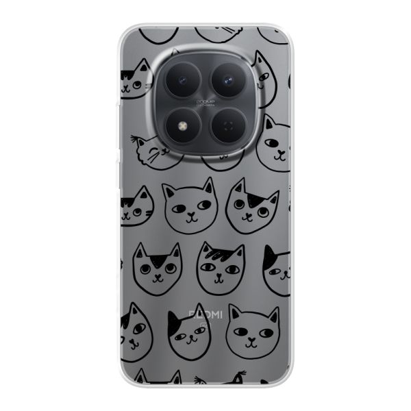 Coque Xiaomi Redmi Note 15 Pro (5G) flexible transparente avec têtes de chat - Imprimé chats transparent
