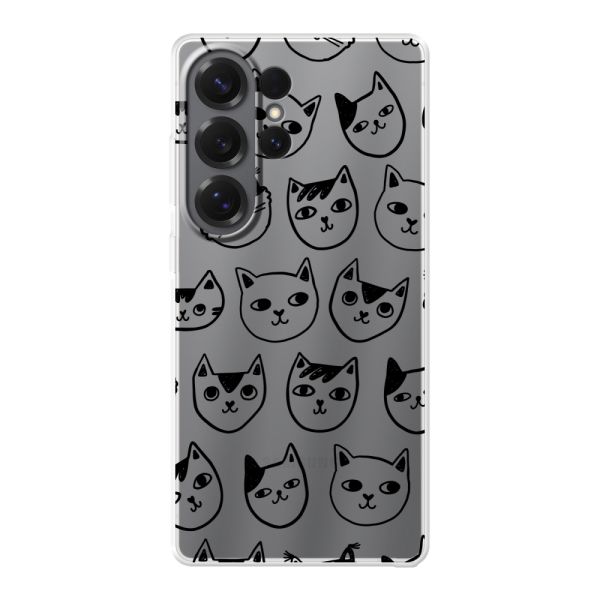 Transparant flexibel Samsung Galaxy S26 Ultra hoesje met kattenkoppen - Transparante kattenprint