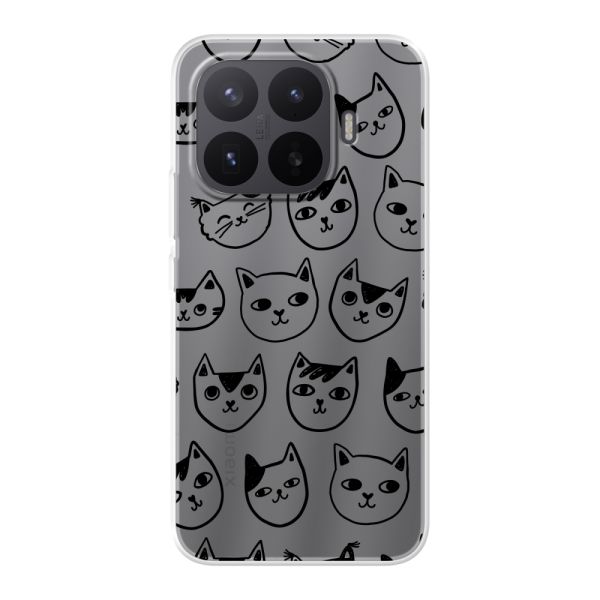 Coque Xiaomi 17T Pro flexible transparente avec têtes de chat - Imprimé chats transparent