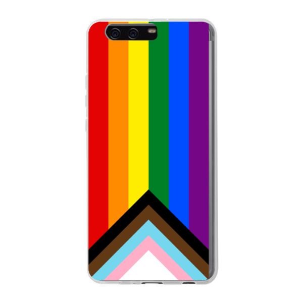 Flexibel Huawei P10 Plus hoesje met Regenboog Vlag - Progress Pride Vlag