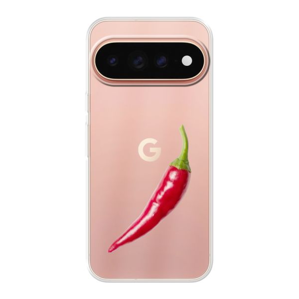 Coque Google Pixel 11 Pro flexible transparente avec piment rouge - Design épicé
