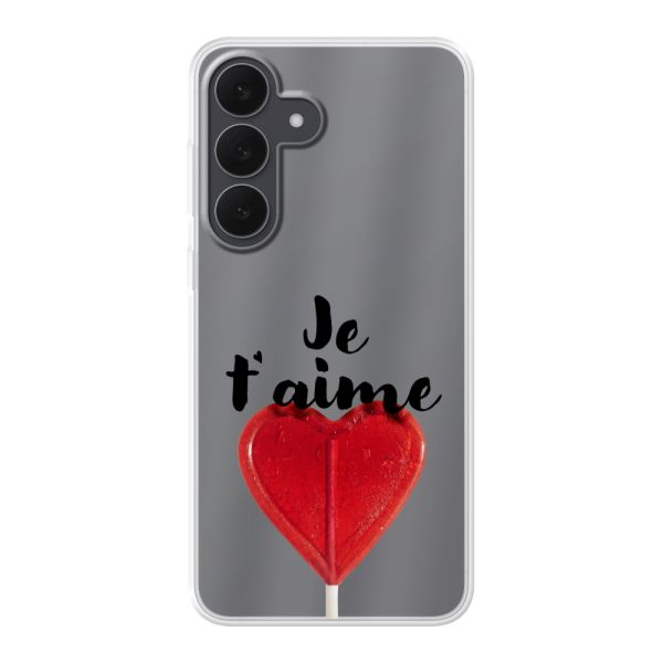 Transparant flexibel Samsung Galaxy S26 FE hoesje met Hartvormige Lolly - Je t'aime