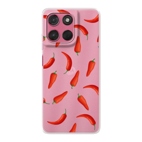 Coque Motorola Moto G57 flexible transparente avec Piments Rouges - Motif Transparent Chili Pepper
