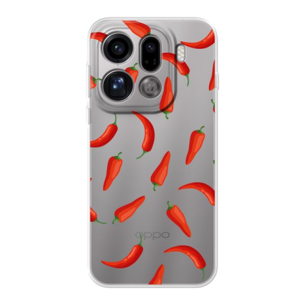Coque Oppo Find X9 Pro flexible transparente avec Piments Rouges - Motif Transparent Chili Pepper