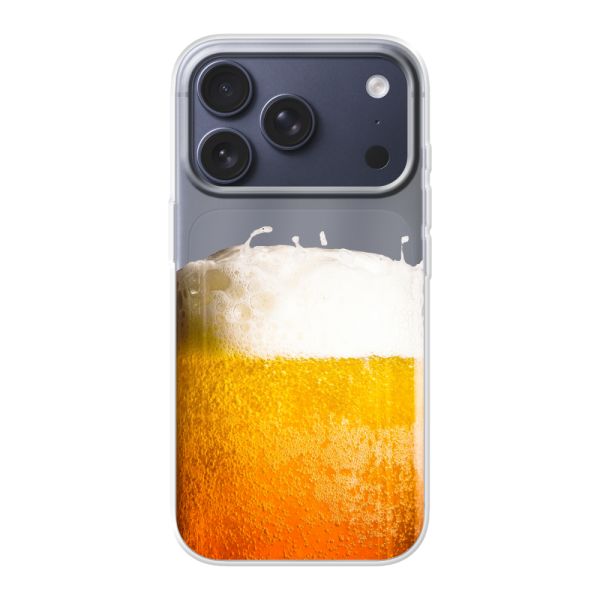 Transparant flexibel iPhone 18 Pro hoesje met Vers Getapt Biertje - Bierprint