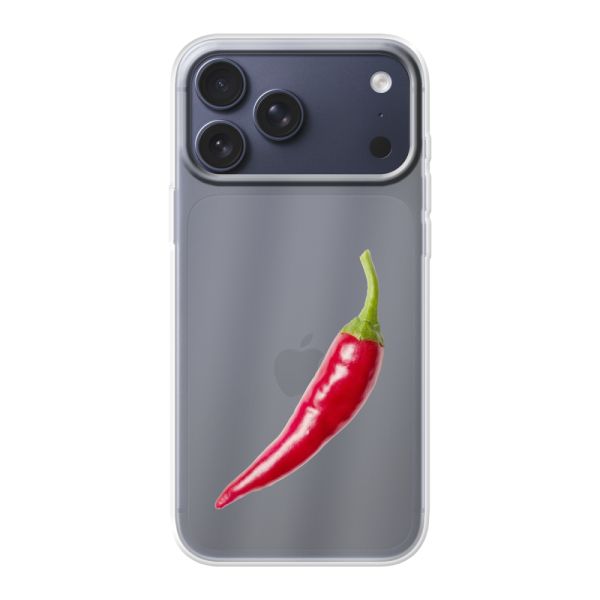 Transparente flexible iPhone 18 Pro Max Hülle mit roter Chili - Scharfes Design