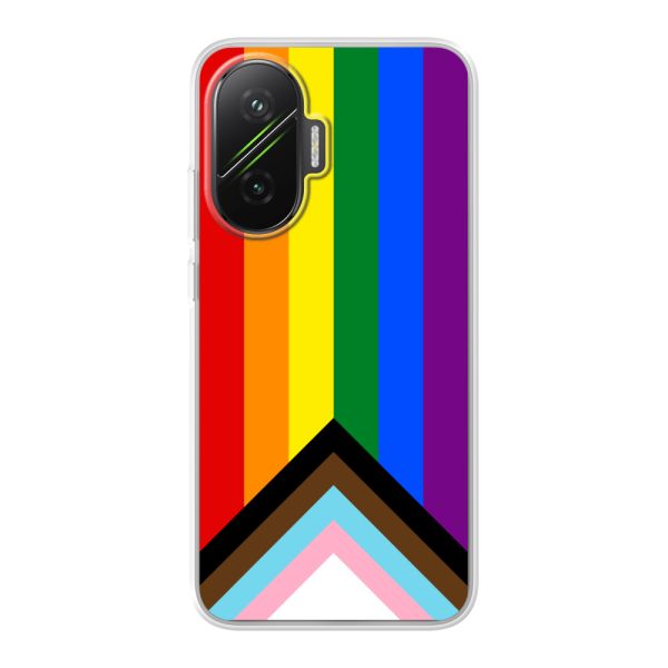 Flexibel Xiaomi Poco F7 hoesje met Regenboog Vlag - Progress Pride Vlag
