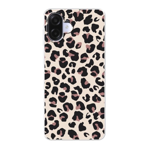 Transparant flexibel Samsung Galaxy A08 hoesje met Panter Print - Beige Luipaardprint