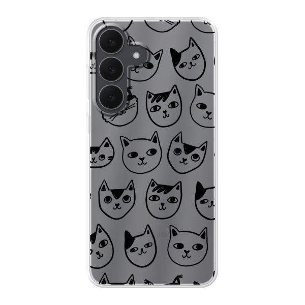 Transparant flexibel Samsung Galaxy S26 FE hoesje met kattenkoppen - Transparante kattenprint