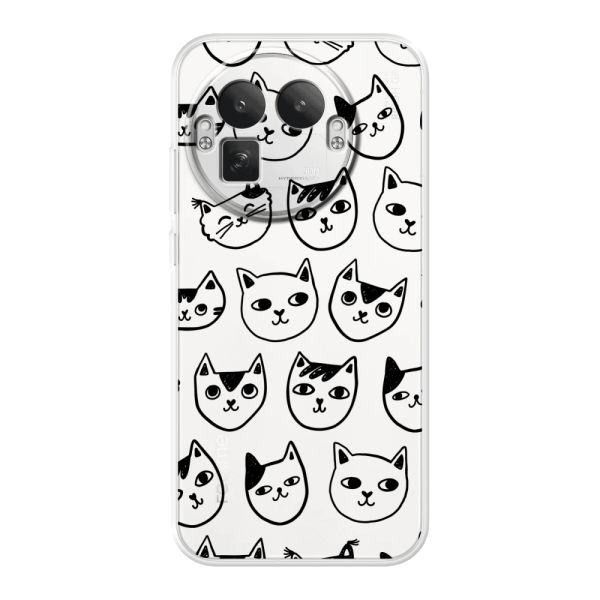 Coque Realme GT 8 Pro flexible transparente avec têtes de chat - Imprimé chats transparent