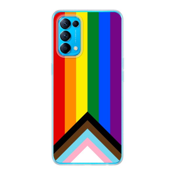 Flexibel Oppo Find X3 Lite hoesje met Regenboog Vlag - Progress Pride Vlag
