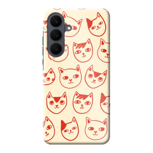 Extra sterk Samsung Galaxy S26 FE hoesje met kattenkoppen - Rode katten op crème