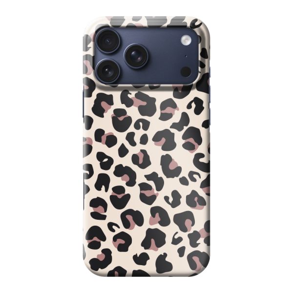 Vollständig bedrucktes iPhone 18 Pro Max hard case mit Panterprint – Leopardenprint Beige Rosa Glänzend