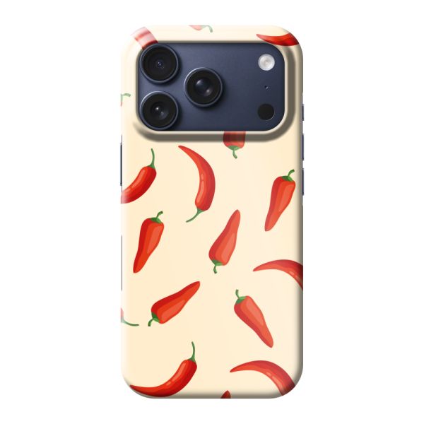 Coque hard case iPhone 18 Pro entièrement imprimée aux piments rouges – Motif Chili Pepper