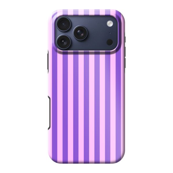 Besonders robuste iPhone 18 Pro Max Hülle mit lila-rosa Pastellstreifen