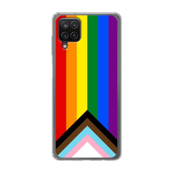 Flexibel Samsung Galaxy A12 / A12 Nacho hoesje met Regenboog Vlag - Progress Pride Vlag