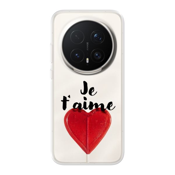 Coque Honor Magic8 Pro flexible transparente avec sucette en forme de cœur - Je t'aime
