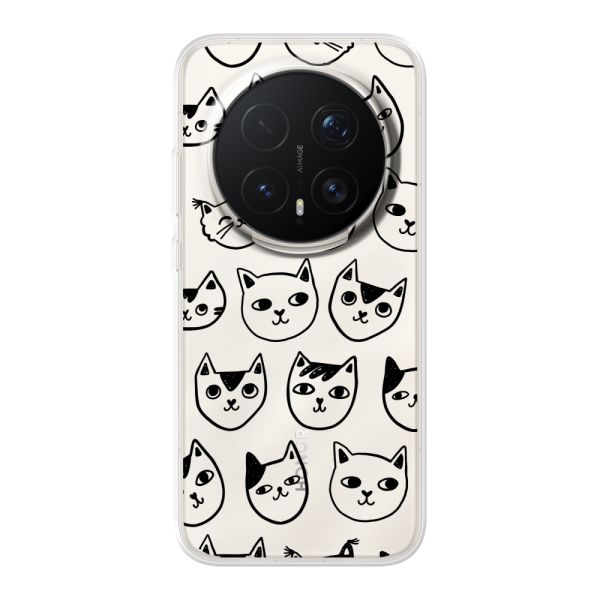 Coque Honor Magic8 Pro flexible transparente avec têtes de chat - Imprimé chats transparent